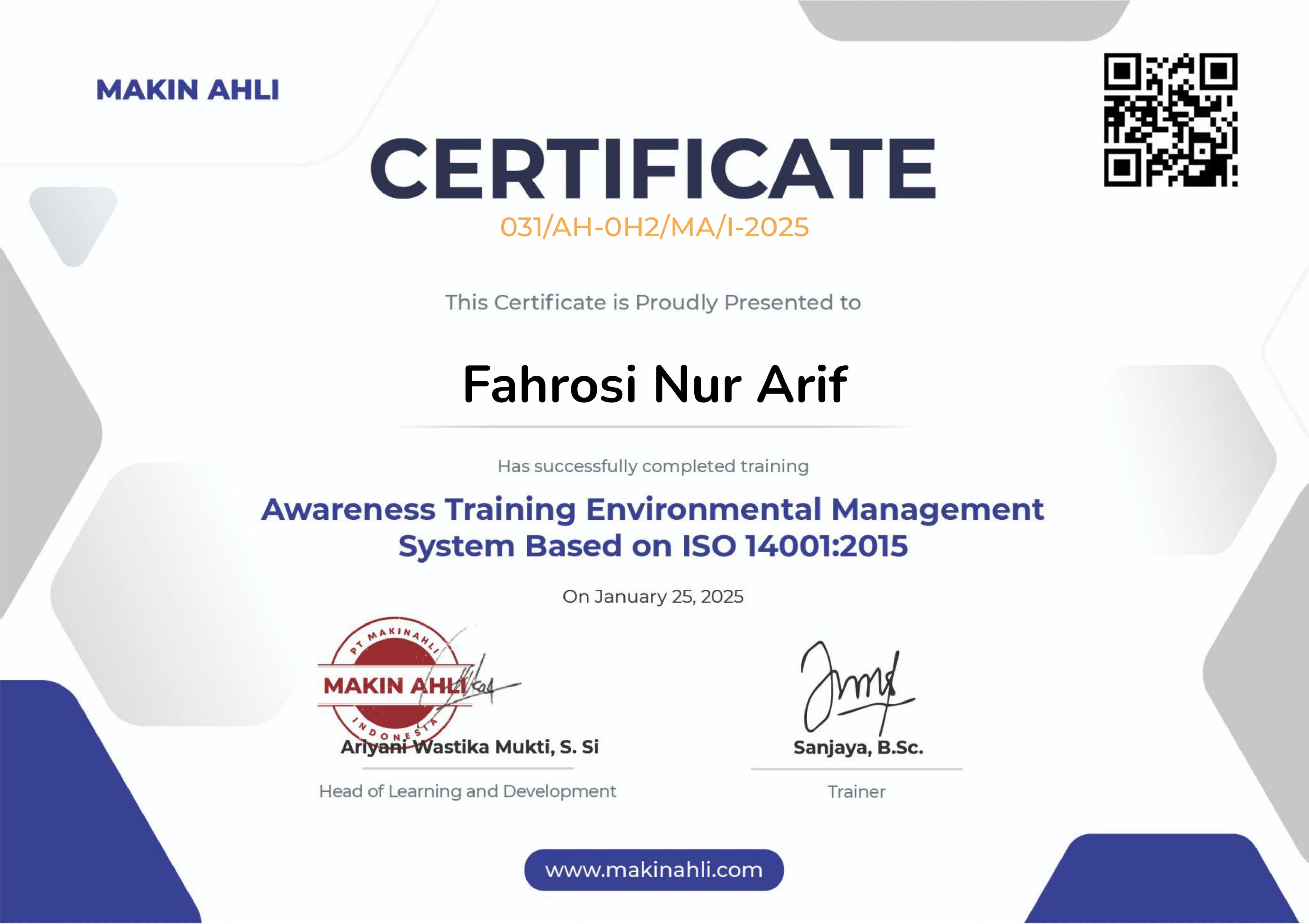Awareness Training Environmental Management System (ISO 14001:2015)