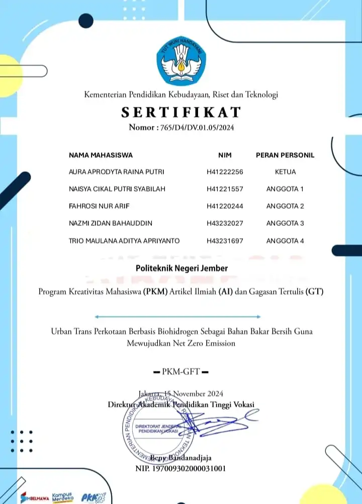 Student Creativity Program: (PKM) Scientific Articles (AI) and Written Ideas (GT)